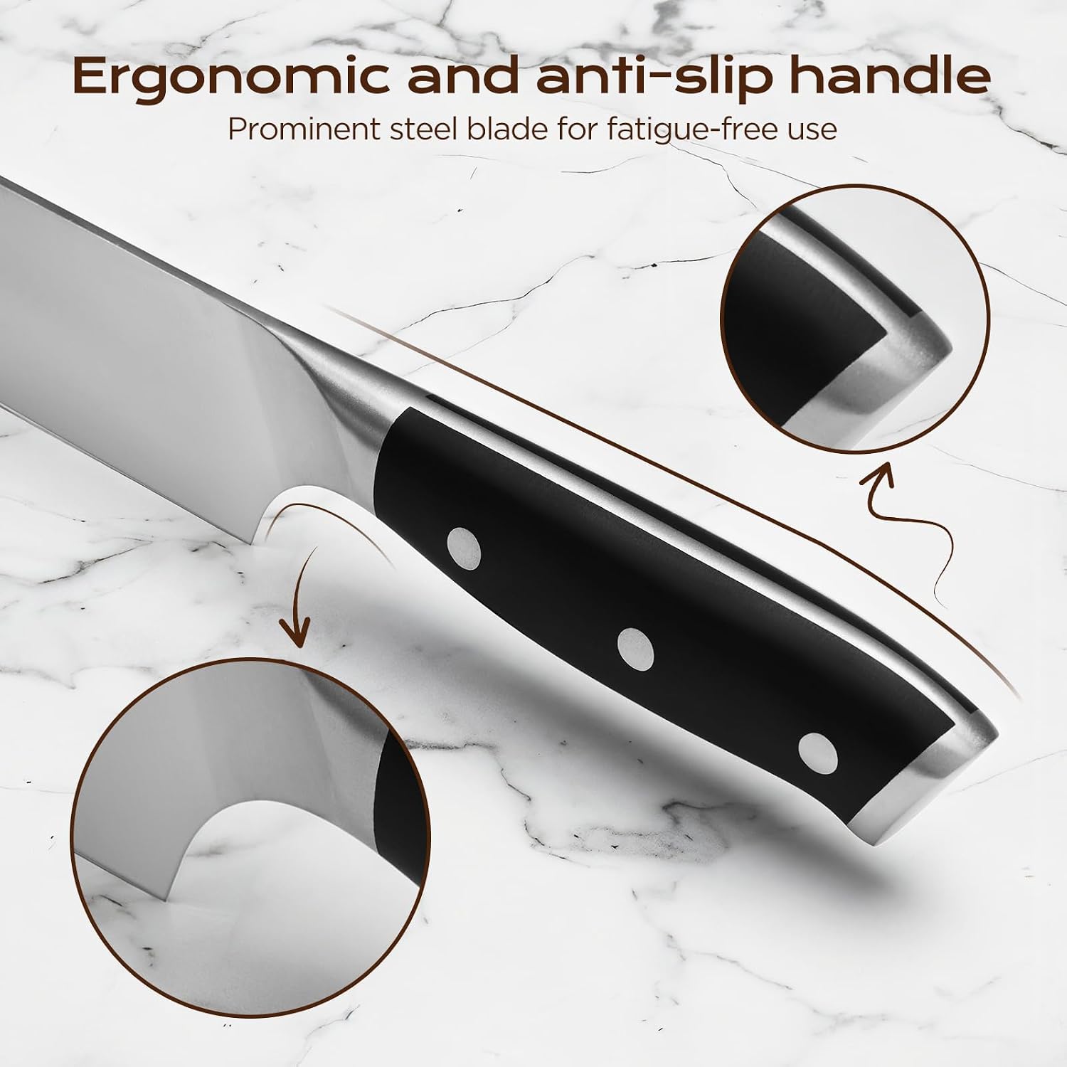 14 PCS Knife Set with Oak Wood Block,High Carbon Stainless Steel Kitchen Knife Set with Chef Knife, Santoku, Bread, Paring,Steak Knives, Kitchen Shears Sharp Knife Block Set with Sharpener