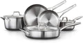 Calphalon 3-Ply Stainless Steel Cookware Set 13 Piece Includes Frying Pans, Pots and Pans Set, Induction, Metal Utensil Safe, Oven Safe 500F,PFOA Free, Silver